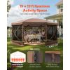 Pop up Gazebo Screen Tent, 15 x 15 ft Large 8-Sided Camping Canopy Tent with Removable Top & Carry Bag, Quick-Set & Bite-Proof