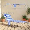 Tanning Chair with Face Hole, 5-Level Adjustable Outdoor Chaise Lounge Chair with Pillow for Beach, Pool, Blue Stripes