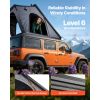 Rooftop Tent Hard Shell, 2-3 Person Aluminum Roof Top Tent Hardshell with Tri-Color LED Light, Thick Mattress & Window
