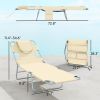 2 Tanning Chairs with Face Hole, 5-Level Adjustable Outdoor Chaise Lounge Chair with Pillow for Beach, Pool, Beige