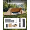 Camping Hot Tent, Lightweight Bushcraft Tent with Stove Jack & 2 Tarp Poles, Waterproof Winter Hot Tents Shelters