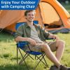 Folding Camping Chair with Cup Holder, 225lbs Capacity, Portable Foldable Chair with Large Anti-Sink Feet, PE Coated Fabric for Outdoor, Beach