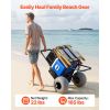 Beach Dolly with Big Wheels for Sand, 18" x 15" Cargo Deck, Folding Sand Cart with 12" Balloon Wheels