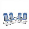 Blue 4-Pack Folding Camping Chairs Patio Chairs with Removable Headrest for Garden Picnic Outdoor Party