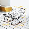 Outdoor Rocking Chair Patio Set of 2, Oversized Rocking Papasan Chairs with Cushions for Garden Porch, 265 lbs., Black