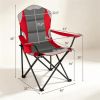 2 Pack Heavy Duty Folding Camping Chairs 330 LBS Capacity, 600D Oxford Padded Portable Outdoor Lawn Chairs with Cup Holder & Carry Bag -Red