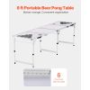 8 Foot Portable Beer Pong Table, Folding Tailgate Table, Cup Holes, Dry Erase Markers and Carrying Handles, Adjustable Height