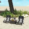 Set of 2 Folding Beach Chairs with Mesh Back, Carry Bag and Cup Holder for Outdoor Camping Lawn Sports Picnic, Black
