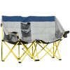 Oversized  Style Folding Camping Chair with Carry Bag & Cup Holders Navy Blue And Gray for Outdoor Beach Picnic Hiking Travel