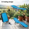 Foldable Chaise Lounge 4-Position Reclining Back Trifold Portable Breathable Mesh Light Blue for Poolside Camping Hiking