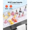 80QT Rolling Ice Chest, Holds up to 50 Bottles / 110 Cans, Portable Patio Party Bar Drink Cooler Cart with Bottom Shelf & Foldable Side Shelves