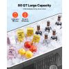 80 Quart Rolling Ice Chest, Holds up to 50 Bottles / 110 Cans, Portable Patio Party Bar Drink Cooler Cart with Bottom Shelf