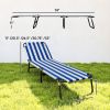 Portable Folding Adjustable Sun Beach Lounger / Camping Cot - Blue and White