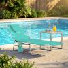 Tanning Chair with Face Hole, 5-Level Adjustable Outdoor Chaise Lounge Chair with Pillow for Beach, Pool, Light Green