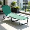 5-Level Adjustable Folding Patio Lounge Chair Outdoor Sun Tanning Chaise with Breathable Steel Frame for Beach Yard Pool Green