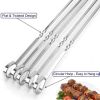 12PCS Kabob Skewers Flat Metal BBQ Barbecue Skewers 16" Long Hook Style Stainless Steel Shish Kebob Sticks Wide Sharp Reusable Grilling Skewers Set fo