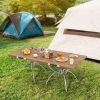 2 Pack Folding Camping Table with Wood-grain Tabletop for Hiking Party with The Carrying Bag for Beach, Picnic, Camping or BBQ