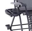 Black Outdoor Rocking Chair Foldable Reclining Zero Gravity Lounge Rocker with Pillow Cup & Phone Holder Combo Design with Folding Legs