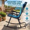 Folding Rocking Chair Set of 2, Outdoor Patio Rockers with Padded Headrest, Portable Leisure Chairs for Porch, Garden, Camping, Smooth Glide, Black