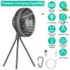 Fresh Fab Finds Portable Camping Fan Rechargeable Battery Powered Foldable Tripod Fan for Tent with Hanging Hook Carabiner Personal Desk Fan with 3 Sp