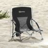 Set of 2 Folding Beach Chairs with Mesh Back, Carry Bag and Cup Holder for Outdoor Camping Lawn Sports Picnic, Black