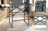 Portable Folding Tall Director Chair with Side Table 26 Inch Seat Height Camping Chair for Outdoor Events