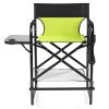 26" Tall Directors Chair with Footrest, 4Portable Bar Height Folding Camping Chair with Built-in Cup Holder, Side Table, Storage Pocket, Neon Green