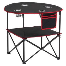 VEVOR Folding Camping Table, Portable Outdoor Lightweight Picnic Table, 600D Oxford Fabric Waterproof Canvas Travel Beach Tables, with 4 Cup Hold