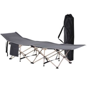 Folding Camping Cots for Adults with Carry Bags, Side Pockets, Outdoor Portable Sleeping Bed for Travel Camp Vocation, Grey