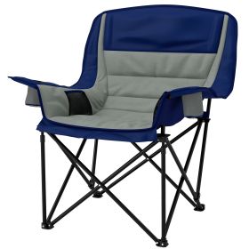Padded Camping Chair for Adults, Portable Folding Camping Chair with Side Pockets, Cup Holders, Carry Bag, Light Gray (Color: Gray)