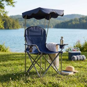 Portable Folding Beach Canopy Chair with Cup Holders for Beach, Picnic, Fishing and Football Games (Main Color: Blue, Main Material: PVC)