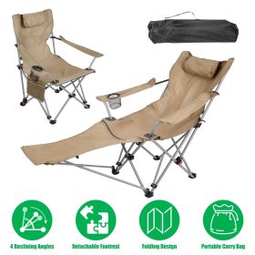 Outdoor Reclining Camping Lounge Chair 95-160 Adjustable Angle Carbon Steel Frame Heavy Duty Foldable Chair with Storage Bag for Patio Backyard Travel (title: default title)