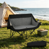 Heated Double Camping Chair 4 Heating Zones Wine Glass Holders Outdoor Portable Comfortable Seat for Camping Trips