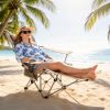 Portable Folding Camping Chair with Removable Footrest Waterproof Oxford Cloth Support 220lbs Multifunctional Recliner Chair with Cup Holder & Side Po