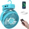 Camping Fan with Remote Control - 12000mAh Rechargeable Battery Powered Fan, Camping Fans for Tents with LED light & Hanging Hook