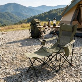 Outdoor Camping Reclining Chair 2 in 1 with 3 Level Adjustable Backrest Lightweight Portable Folding Chair for Picnic Travel Hiking (Color: Green + Black)