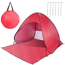 Pop Up Beach Tent Sun Shade Shelter Anti-UV Automatic Waterproof Tent Canopy for 2/3 Man w/ Net Window Storage Bag for Outdoor Beach Camping Fishing U (Color: Red)