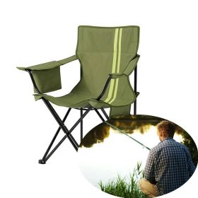 Folding Camping Chair with Side Pocket for Fishing/Beach/Picnic (Type: Camping Chairs, Color: Army Green)