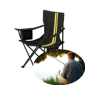 Folding Camping Chair with Side Pocket for Fishing/Beach/Picnic (Type: Camping Chairs, Color: Black)