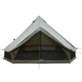13.1FT Oxford Bell Tent for Family Camping Spacious Yurt Tent with Stove Jack, 4 Season Glamping Shelter, Waterproof Oxford Hot Tent for 4-8 People (Color: DarkGreen, size: 13.1 FT)