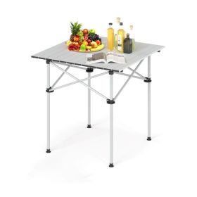 Roll-up Camping Table with Carrying Bag for Outdoor Trip/Picnic (Type: Camping Table, Color: Silver)