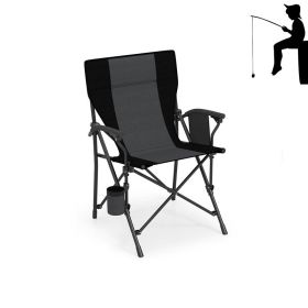 Portable Folding Camping Chair with Side Pocket for Fishing (Type: Camping Chairs, Color: Black & Gray)
