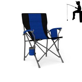 Portable Folding Camping Chair with Side Pocket for Fishing (Type: Camping Chairs, Color: Black & Navy)