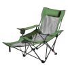 Reclining Camping Chair, 4 Adjustable Positions, Portable Folding Lounger for Adults, Mesh Beach Chair with Headrest & Foot Rest, Supports 220 lbs