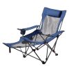 Reclining Camping Chair, 4 Adjustable Positions, Portable Folding Lounger for Adults, Mesh Beach Chair with Headrest & Foot Rest, Supports 220 lbs