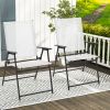 2 Pieces Patio Folding Chairs with Armrests for Deck Garden Yard