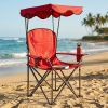 Portable Folding Beach Canopy Chair with Cup Holders for Beach, Picnic, Fishing and Football Games