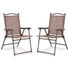 Set of 2 Patio Folding Sling Back Camping Deck Chairs