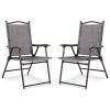 Set of 2 Patio Folding Sling Back Camping Deck Chairs