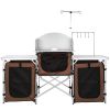 Camping Kitchen Table, Folding Outdoor Cooking Table with Storage Carrying Bag, Aluminum Cook Station 3 Cupboard & Detachable Windscreen
